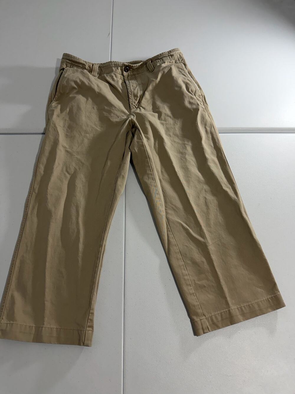 L.L. Bean Men 34x29 Khaki Flat Front Chino Pants Cotton Casual Workwear
